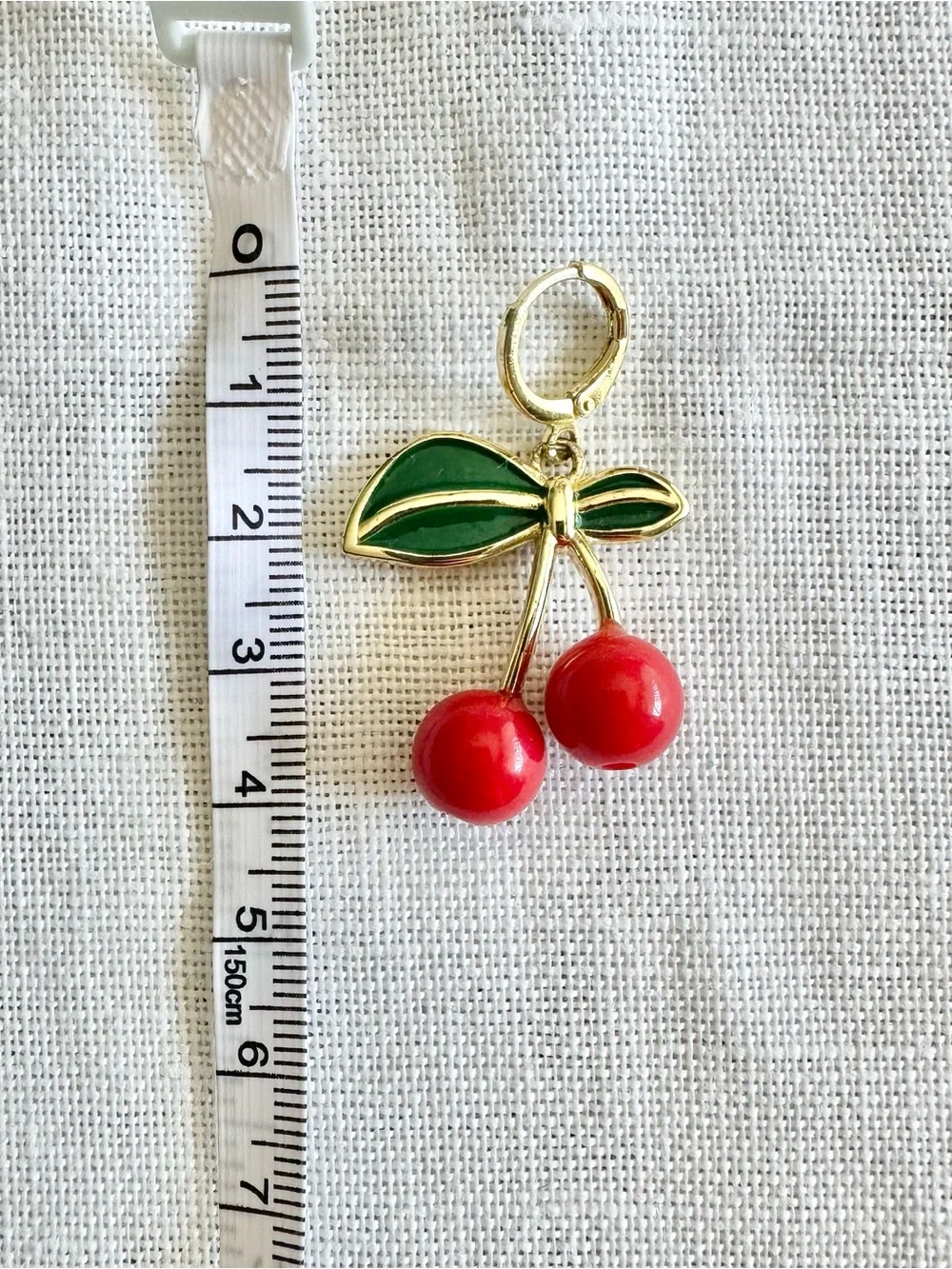 3D cherry red gold-toned drop earrings and pendant set